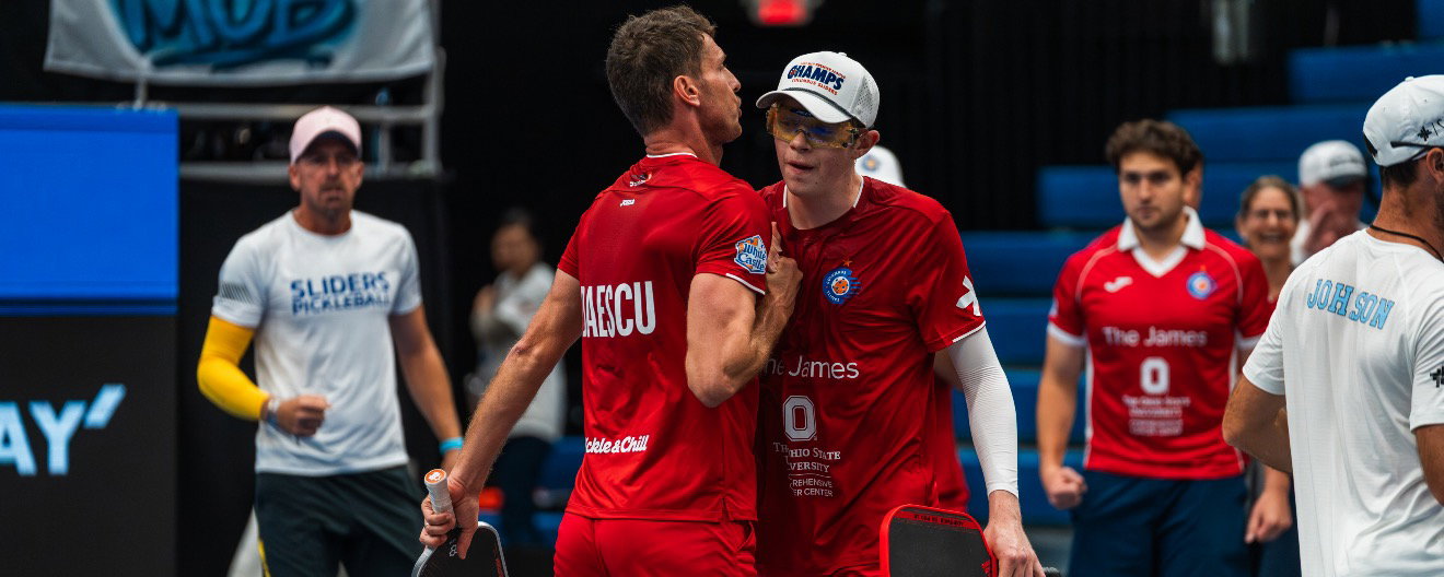 Andrei Daescu and CJ Klinger celebrate at MLP Dallas.