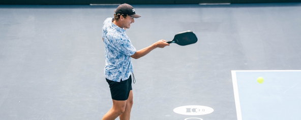 Connor Garnett playing pickleball.