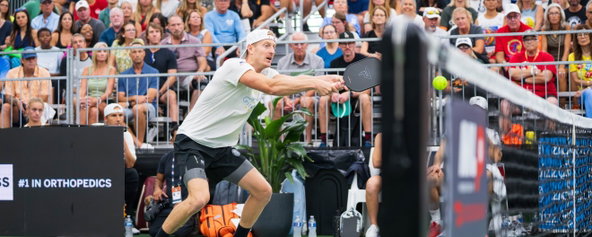 Riley Newman competing for the Brooklyn Pickleball Team at MLP St. Petersburg.