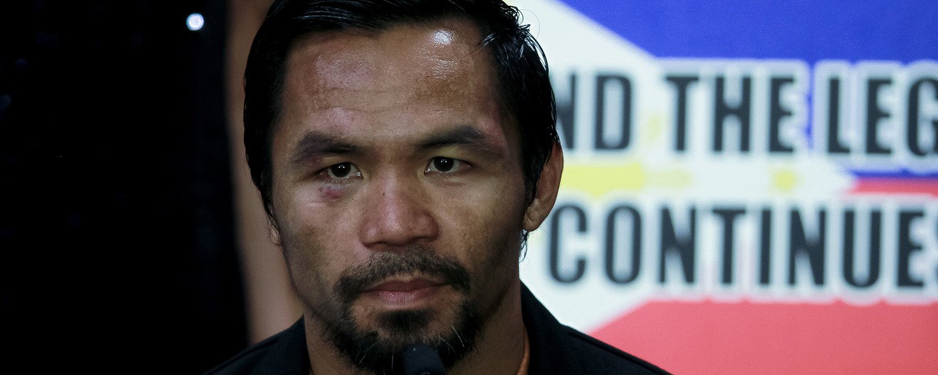 Manny Pacquiao at a press conference.
