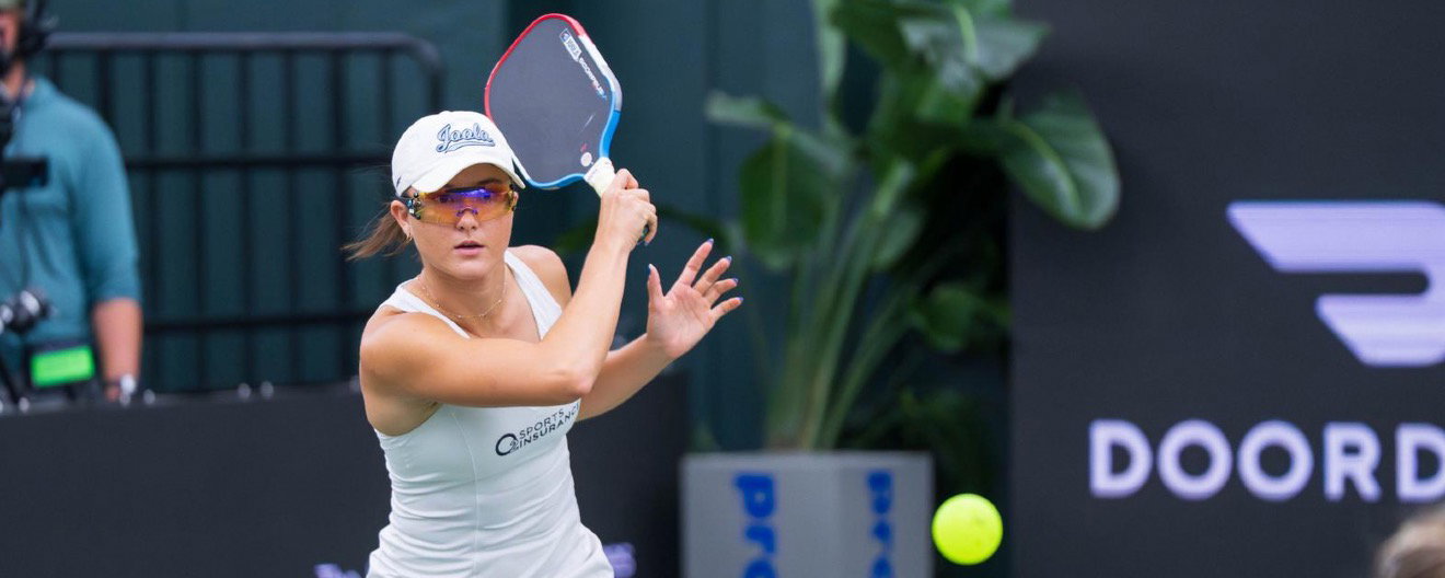 Anna Bright playing pro pickleball.