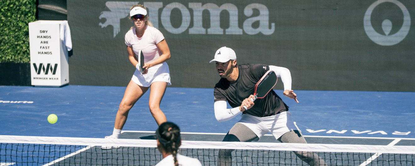 Ben Johns and Anna Leigh Waters competing on the PPA Tour earlier this season.