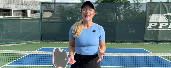 Ashley Griffith on a pickleball court.
