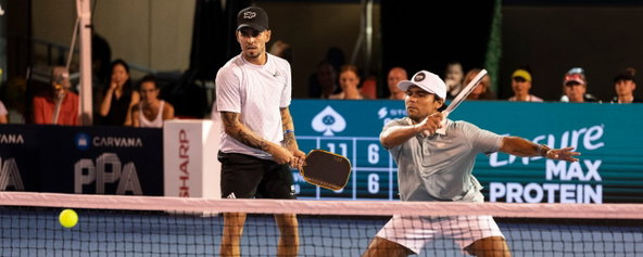 Nico Acevedo and Jaume Martinez Vich competing at the Rate Las Vegas Open presented by JOOLA.