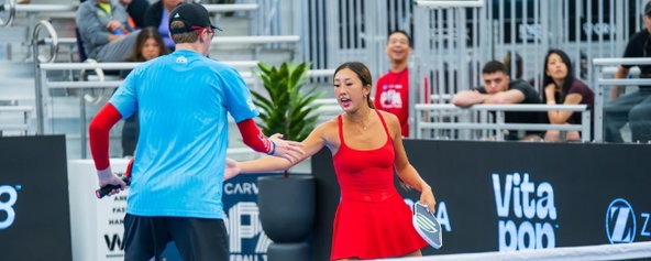 Kiora Kunimoto and CJ Klinger competing at the Veolia Chicago Cup.